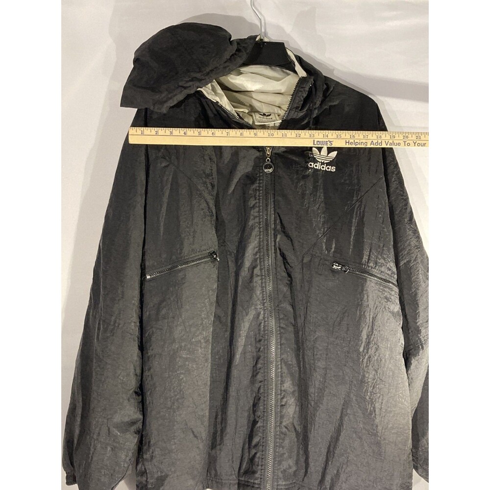 VTG 90s Adidas Originals Big Trefoil Logo Windbreaker Jacket Black XL - Picture 6 of 7